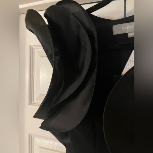 STUNNING GAURAV GUPTA BLACK RUFFLE WREATH TOP IN CREPE W OVERLAID ORGANZA 6 NWT - Picture 8 of 8